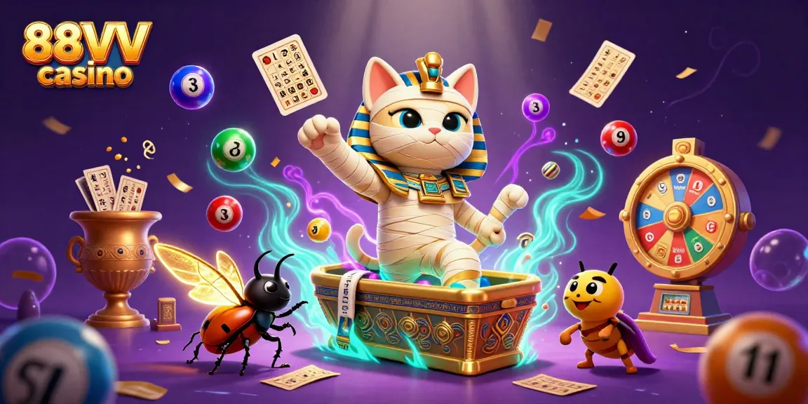 Experience excitement at 88VV casino with a mystical Egyptian theme featuring vibrant characters and games.