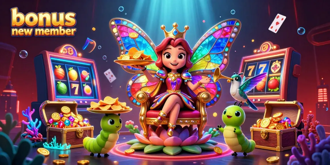 Engage in the exhilarating bonus new member promotion at our dynamic casino, filled with vibrant characters and slots.