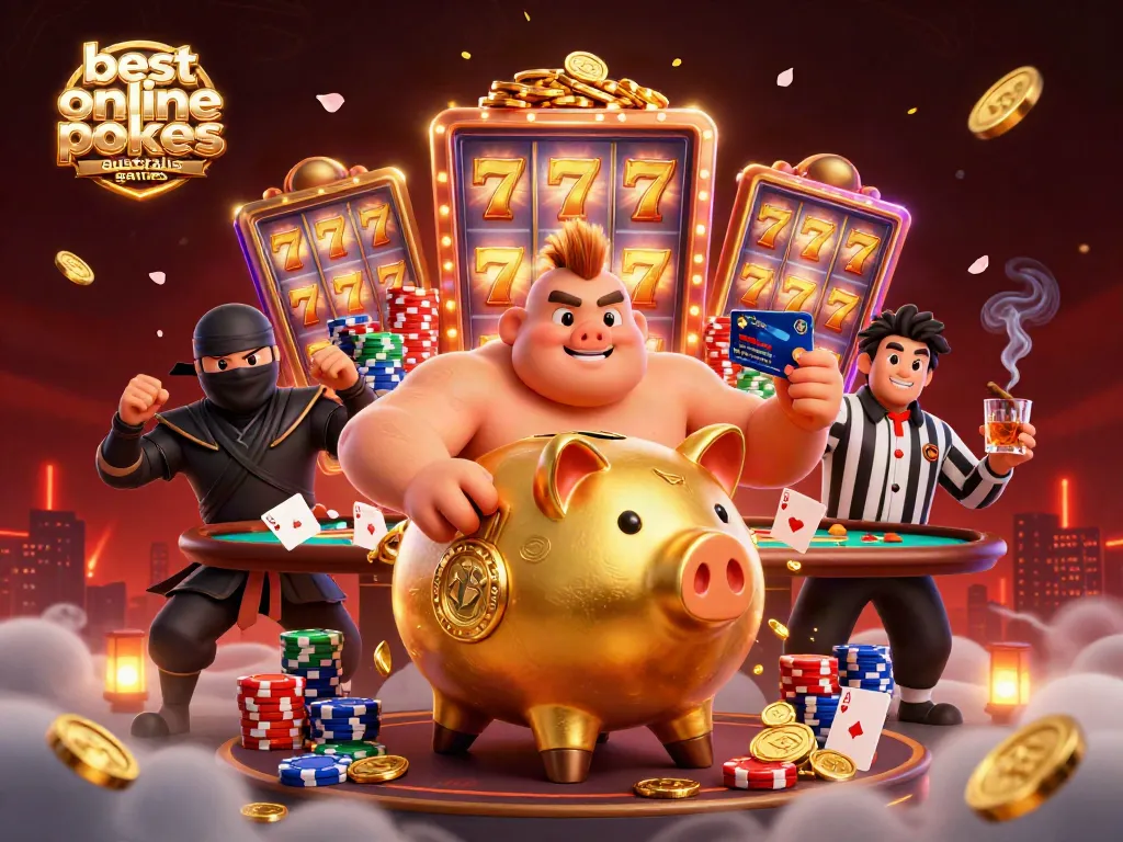 Engage with the best online pokies Australia games as a golden piggy bank sumo wrestler unleashes coins.